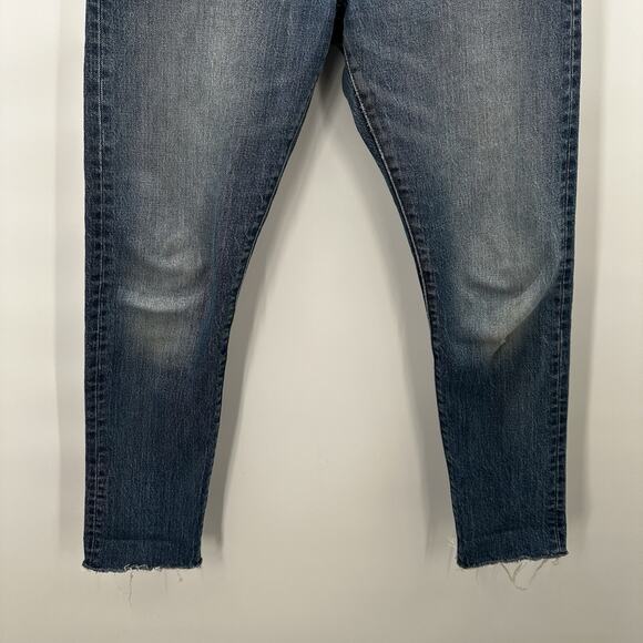 Levis 501 Jeans Womens 26 Blue Skinny High Rise Raw Hem Button Fly Ripped Knee - Picture 3 of 16